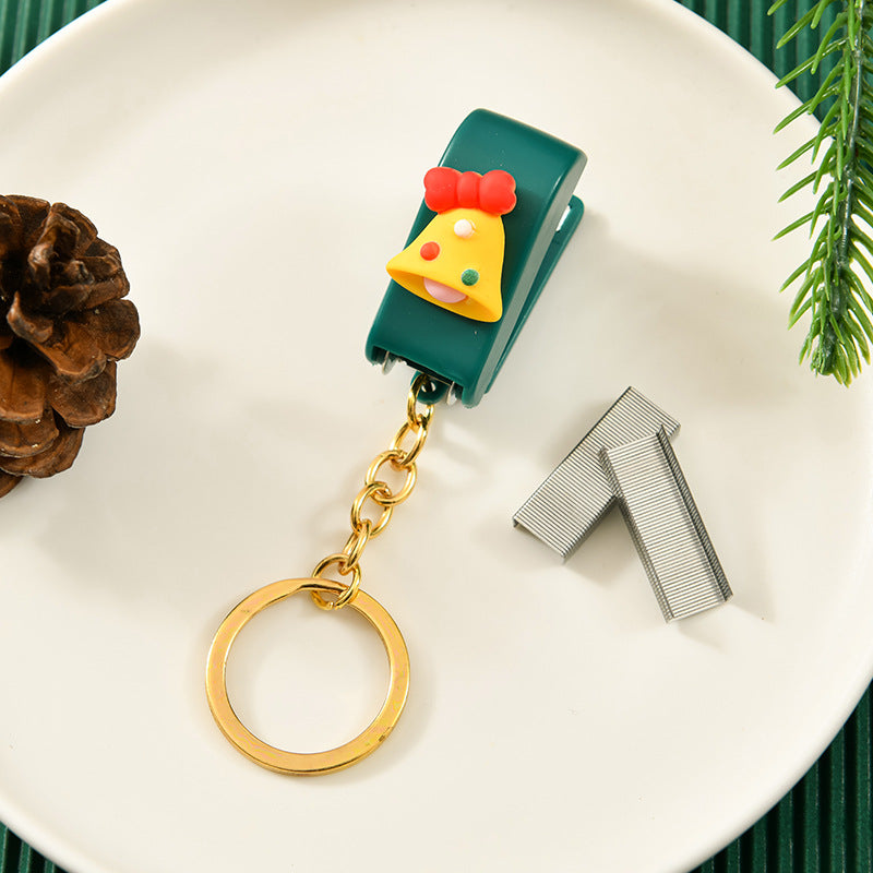 Wholesale Christmas Cute Cartoon Mini Stapler Student Small Stapler with Keychai